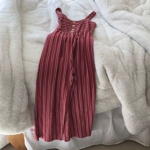 Red and white striped jumpsuit
